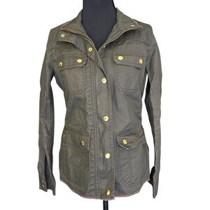 J. Crew Olive Utility Jacket with Gold Accents